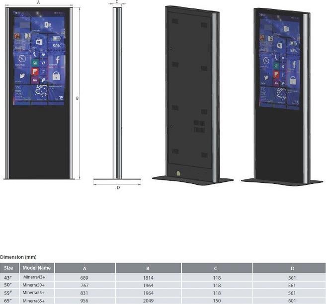 Immagine prodotto DSS Scatola per monitor da interno, Stele Portrait, 75", nero