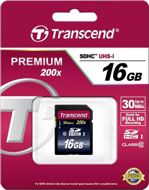 Actual product image Transcend SDHC 200x (16 GB, SDHC, U1, UHS-I)