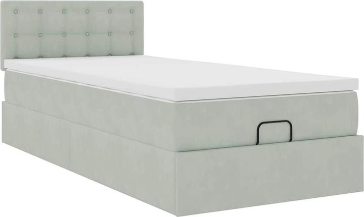 Produktbild VidaXL Ottoman-Bett mit Matratze Hellgrau 90x200 cm Samt (90 x 200 cm)