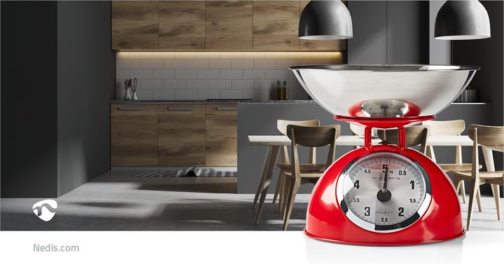 Immagine prodotto Nedis Bilancia da cucina Retro Ana Logo in metallo rosso, KASC110RD