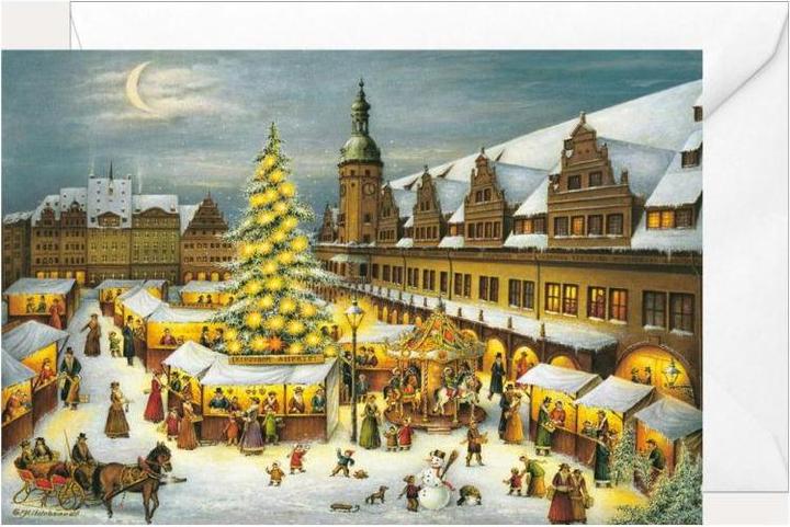 Produktbild Olewinski & Tochter 2218 - Weihnachtsklappkarte "Leipzig Weihnachtsmarkt" (1 Stk.)
