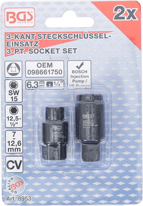 Actual product image BGS Sockets for Bosch Injection Pumps 3-pt 7 / 12.6 mm