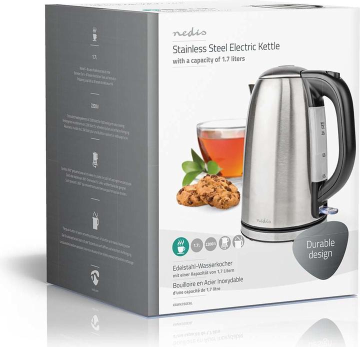 Actual product image Nedis Kettle - 360° rotating base - Concealed heating element - Strix control - Dry-boil protection - (1.70 l, EU plug)
