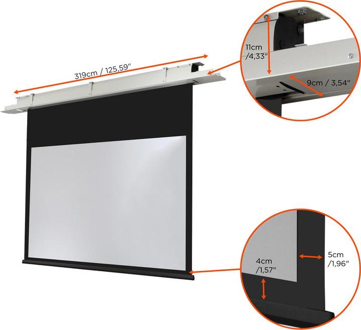 Actual product image Celexon Expert ceiling recessed - screen - ceiling mount, suitable for wall mount - m (139.37", 16:10)