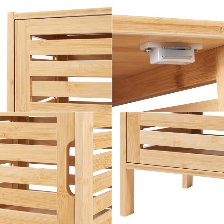 Image du produit En.Casa Hochschrank Boksereys 180x35x35 cm Bambus (180 x 35 x 35 cm)