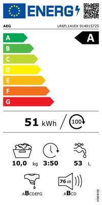 Etichetta energetica AEG Eco Lavamat LR6FL141EX (10 kg, A sinistra)