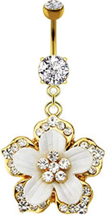 Image du produit Star Piercing Banane plaquée or 14k avec pendentif fleur hawaïenne (Acier chirurgical 316L, sans laiton)