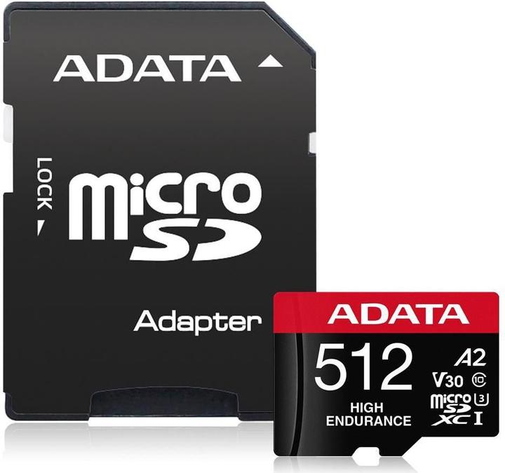 Image du produit Adata High Endurance 512 Go microSDXC (UHS-I U3, Class 10, V30, A2) (512 Go, microSDXC, U3, UHS-I)