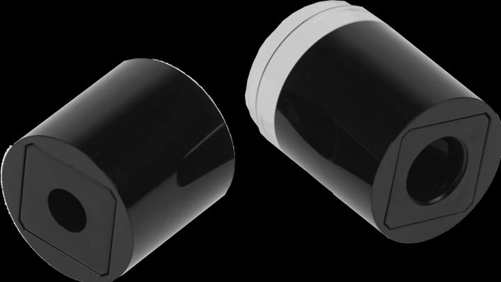 Actual product image Cosmetic pencil double sharpener, black/clear Ø 2.8 cm height 6 cm