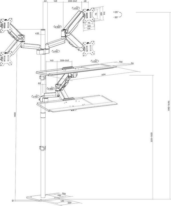 Immagine prodotto myWall My Wall Mobiler Sitz-/Steh-PC-Arbeitsplatz (31.89")