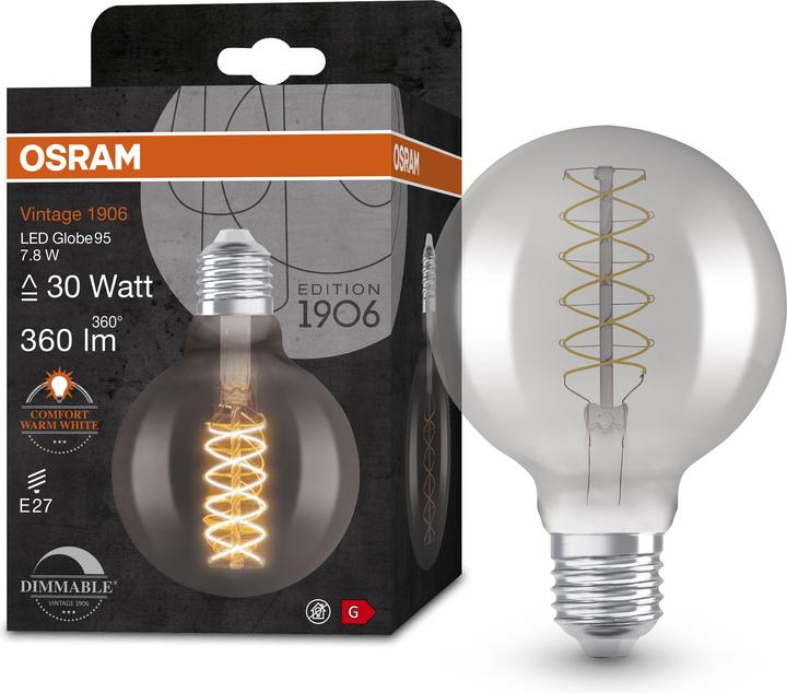 Produktbild Osram Vintage 1906 Led Classic Slim Filament Globe (E27, 7.80 W, 360 lm, 1 x, G)