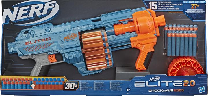 Actual product image Nerf Elite 2.0 Shockwave RD-15 Blaster, 30 Darts, 15-dart rotating drum, rapid fire, with E