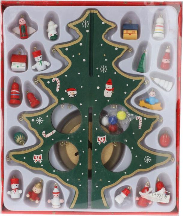 Produktbild Holz-Weihnachtsbaum mit Hängedekoration, 26-tlg.