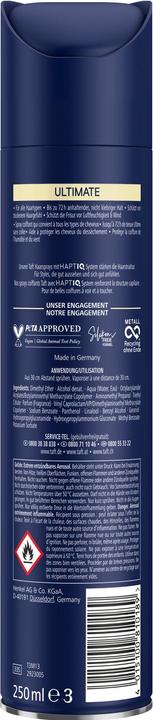 Actual product image Taft Hair Lacquer Ultimate 250ml, Hold Level 5+ Hair Styling, Hairspray for All Hair Types, Ultimate Hold (250 ml)