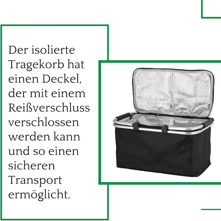 Image du produit Novaliv 2X Einkaufskorb faltbar mit Kühlfunktion 30 Liter SCHWARZ Isolierkorb mit gepolsterten Trage