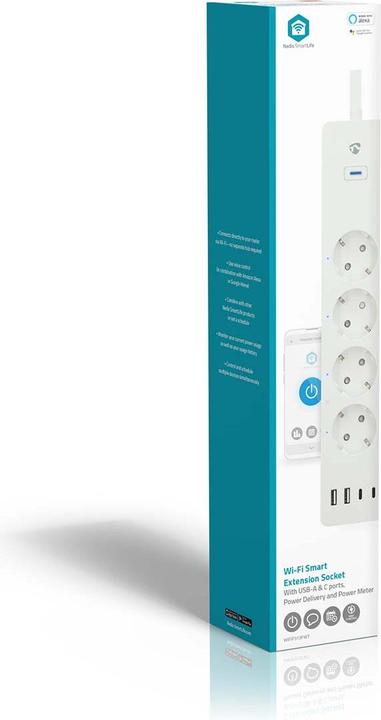 Actual product image Nedis SmartLife Power Strip Wi-Fi | Hybrid (CEE 7/7) / USB A / USB-C™ | 16 A | 3680 W | 2.00 m | 0 -