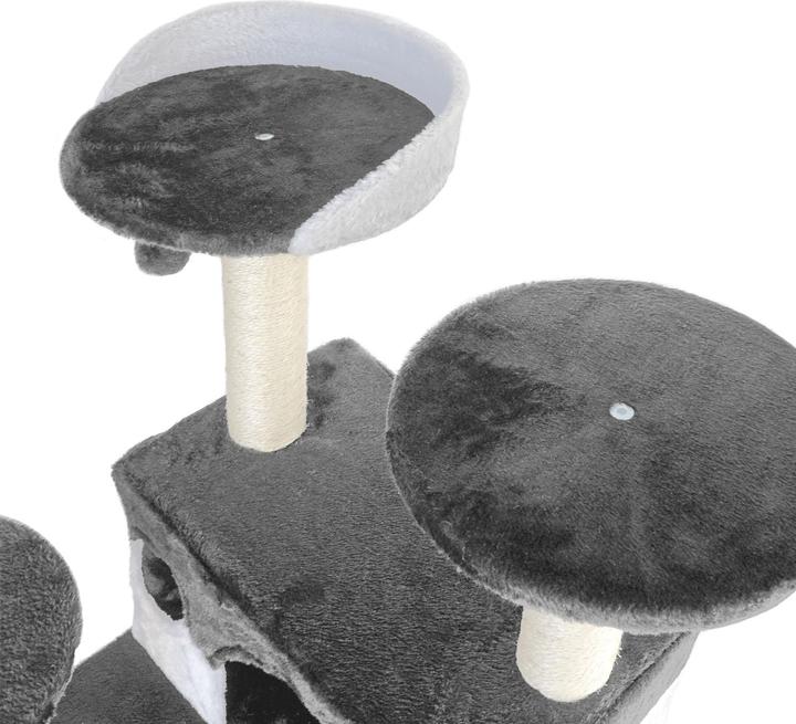 Actual product image Wiltec Cat Tree Grey-white 130cm Scratching Post Climbing Tree Cats Play (130 cm, Grey/white)