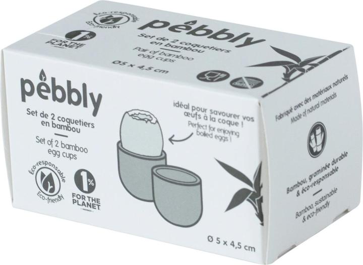 Immagine prodotto Pebbly Set di 2 portauova in ghiaia, bambù, Ø 5 x 4,5 cm (2 x)
