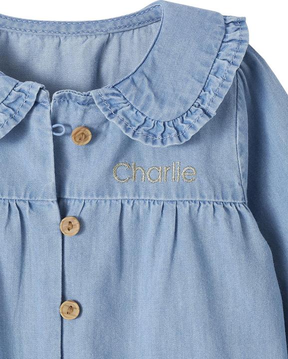 Image du produit Vertbaudet Blouse bébé en denim léger personnalisable (74)