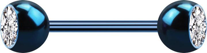 Actual product image Star Piercing Micro barbell dark blue with two silver crystal balls (Surgical steel 316L, without brass)