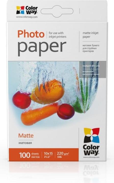 Colorway PM2201004R Matte Photo Paper, White, 10 x 15 cm, 220 g/m² (220 g/m², 10 x 15 cm, 1 x)