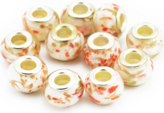 Produktbild Hermex Glas Bead Perle versilbert 925 - Silbrig Weiss (Metalllegierung, Glas)