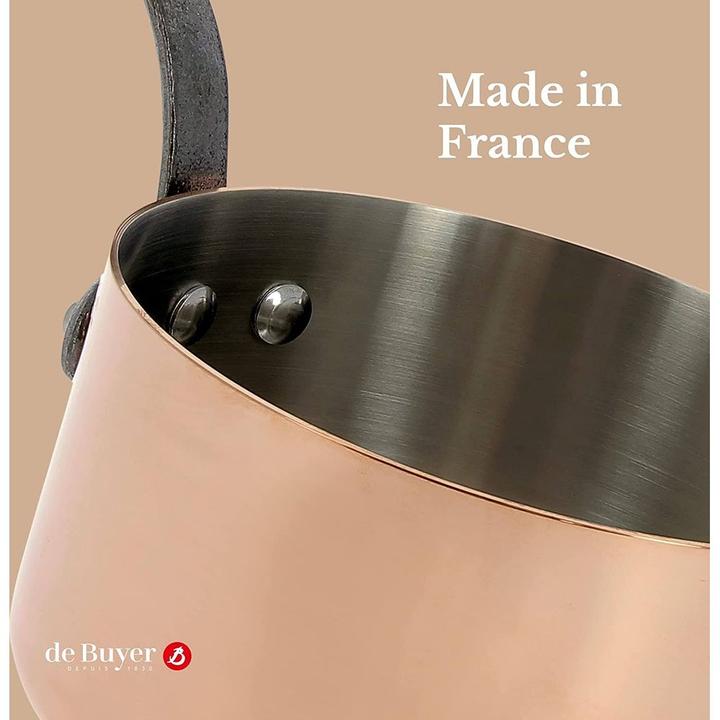 Actual product image de Buyer Inocuivre casserole with cast iron handle (20 cm, Pot, Stainless steel, Copper)