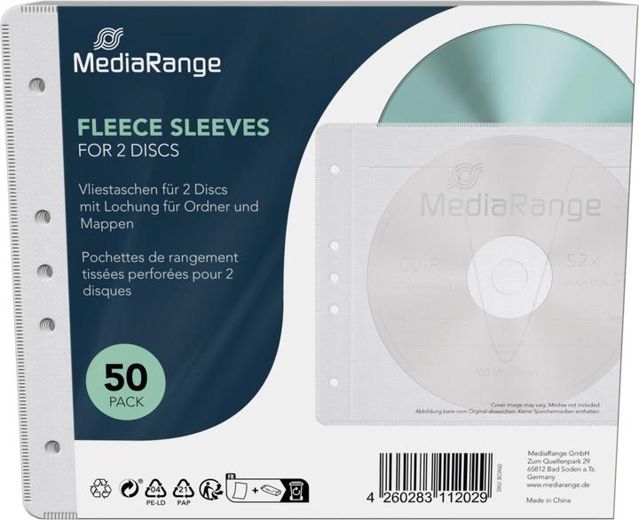Image du produit MediaRange Vliestaschen für 2 Discs, für Ordner und Mappen