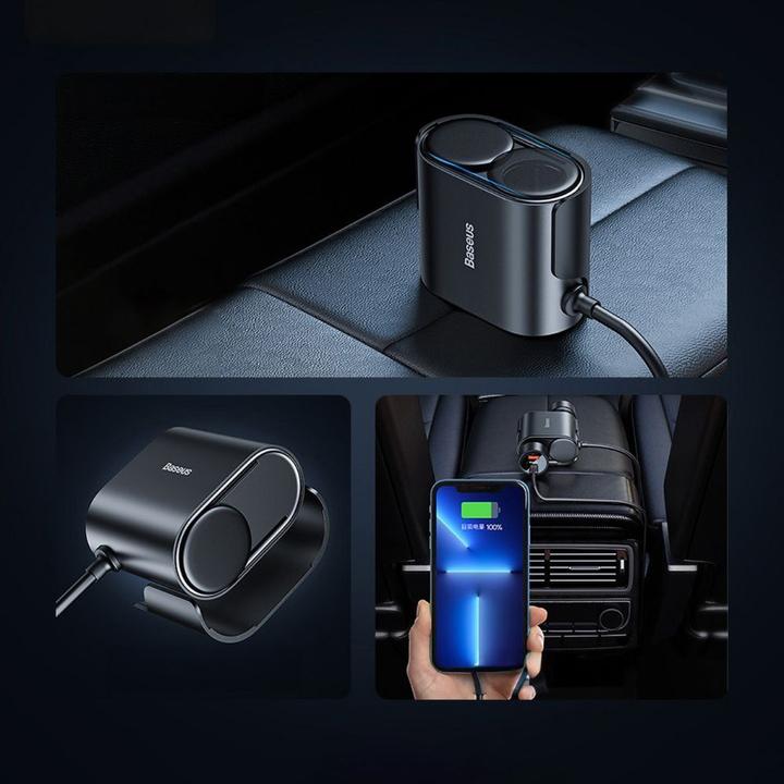 Produktbild Baseus High Efficiency Pro 1-für-2 Auto-Zigarettenanzünder 30 W (Schwarz)