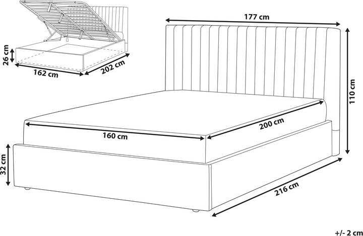 Produktbild Beliani Polsterbett Samtstoff orange mit Stauraum 160 x 200 cm VION (160 x 200 cm)