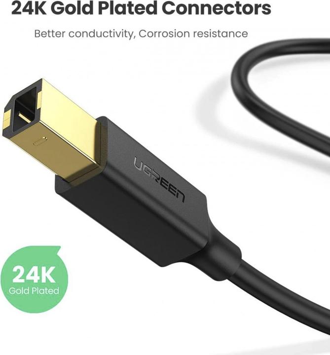 Productafbeelding Ugreen USB Type B printerkabel (mannetje) - USB 2.0 (mannetje) 480 Mbps 1,5 m zwart (US135 10350) (1.50 m, USB 2.0)