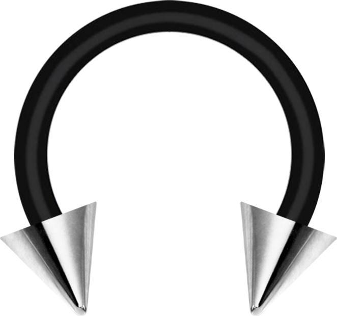 Star Piercing Micro Circular Barbell schwarz mit zwei Cones silber (Bioflex, Chirurgenstahl 316L, ohne Messing)
