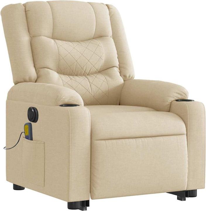 Produktbild VidaXL Elektrischer Massagesessel mit Aufstehhilfe Creme Stoff
