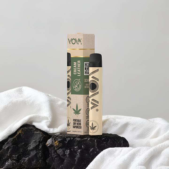 Actual product image VOVA Portable Dry Herb Vaporiser Cream Leather