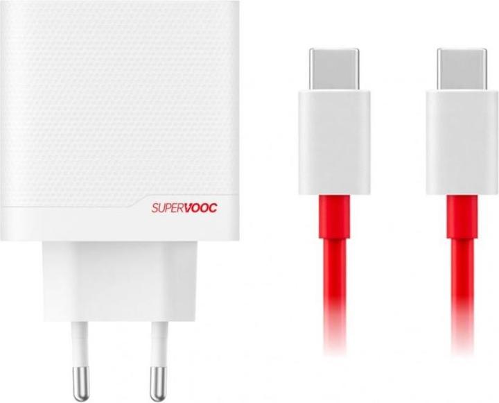 Image du produit - OnePlus SUPERVOOC 80W GaN Dual USB-A + USB-C Travel Charger + USB-C/USB-C Cable Blanc (80 W)