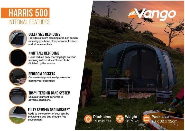 Image du produit Vango Harris 500 (Tente tunnel, 16.70 kg, 5 personnes)