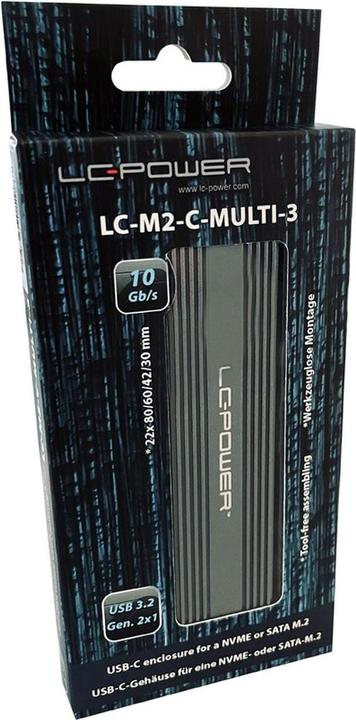 Produktbild LC-Power M.2 LC-M2-C-MULTI-3 USB3.2 M.2-SSD-Gehäuse (NVMe & SATA)