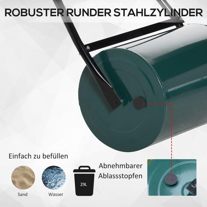 Actual product image Swisshandel24 Lawn roller with U-handle Garden roller Garden roller 30 cm diameter 30 L water/sand filling 41 cm