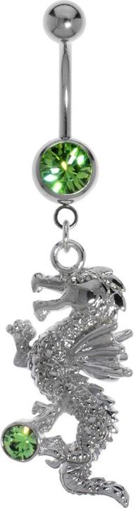 Bijouteria Bauchpiercing (Messing rhodiniert, Chirurgenstahl 316L, Kristall)