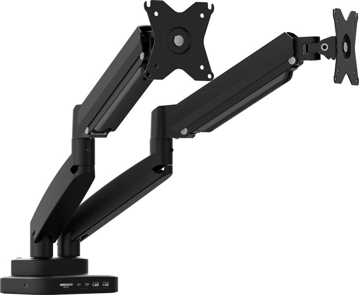 Actual product image j5Create JTSA302 Ergonomic Dual-Monitor Mount with Docking Station, Black, Clamp/Grommet, 16 kg, 43. (Table, 32")