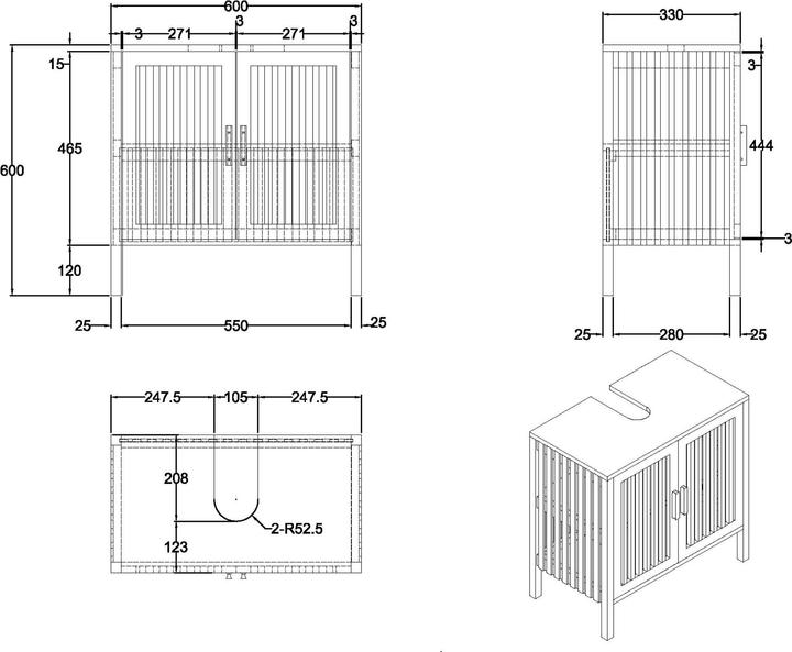 Image du produit micasa Ted (60 x 33 x 60 cm)