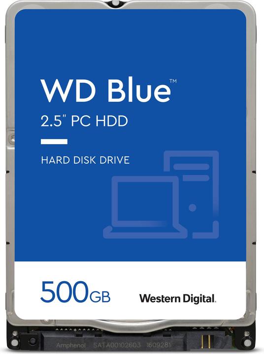 Immagine prodotto WD Blue Mobile 500GB HDD 5400rpm SATA serial ATA 6Gb/s 128MB cache 6,4cm 2,5" RoHS conforme interno (0.50 TB, 2.5", SMR)