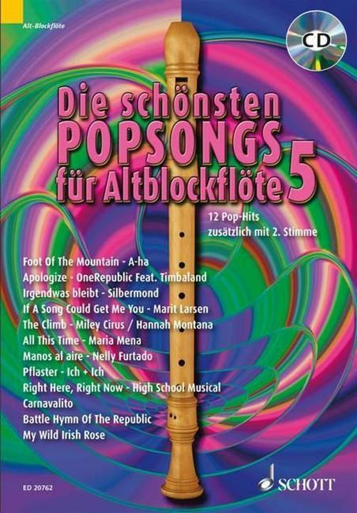 Actual product image Die schönsten Popsongs für Alt-Blockflöte (German, Uwe Bye, 2010)