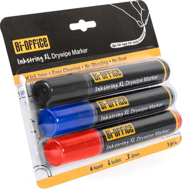 Produktbild Bi-Office Whiteboard Marker Inkstring 3 Stück (Blau, Schwarz, Rot, 3 mm, 3 x)