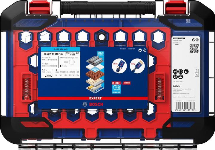 Immagine prodotto Bosch Professional Zubehör Set di seghe a tazza EXPERT Tough Material, 22/25/35/51/60/68 mm, 9 pezzi. (51 mm, 22 mm, 68 mm, 35 mm, 60 mm, 25 mm)