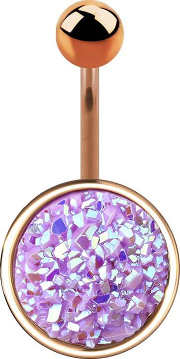 Produktbild Star Piercing Banane rosegold mit Druse Stein hellviolett (Chirurgenstahl 316L, Messing)