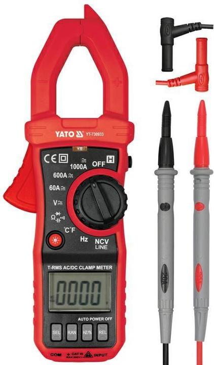 Yato Amperometro, AC/DC 1000V, 1000A, pinza amperometrica