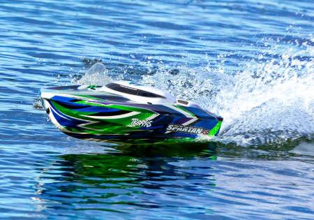 Actual product image Traxxas BOAT SPARTAN SR 1037mm 1:10 EP RTR GREEN TQi 2.4GHz WITHOUT charger and WITHOUT battery