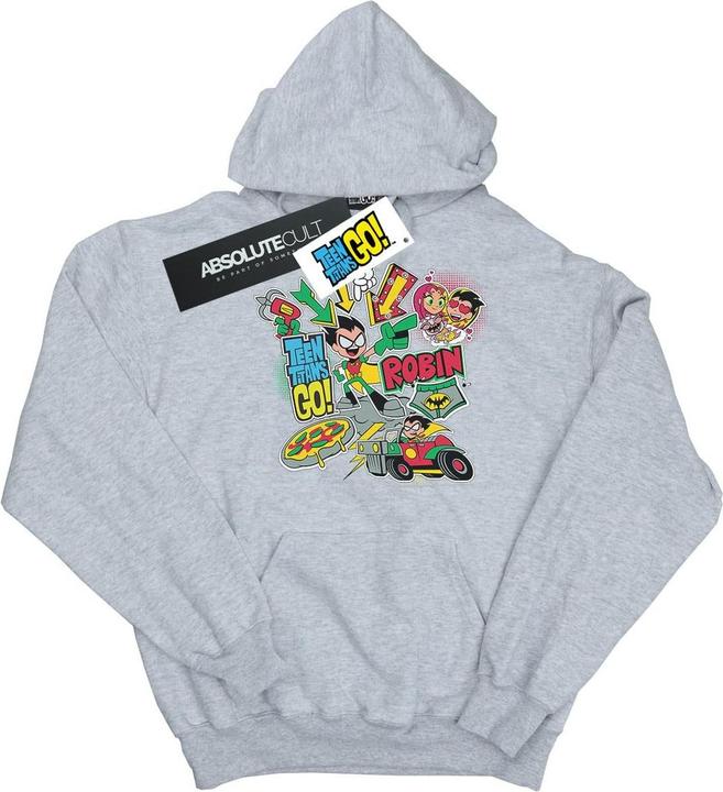 Image du produit - Sweat à capuche TEEN TITANS GO ROBIN MONTAGE - Fille (152, 158)