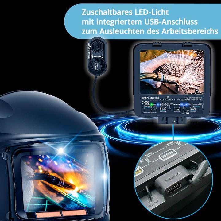 Produktbild Stahlwerk Schweisshelm RAPTOR 3-in-1 Automatik-Schweissermaske mit LED-Licht